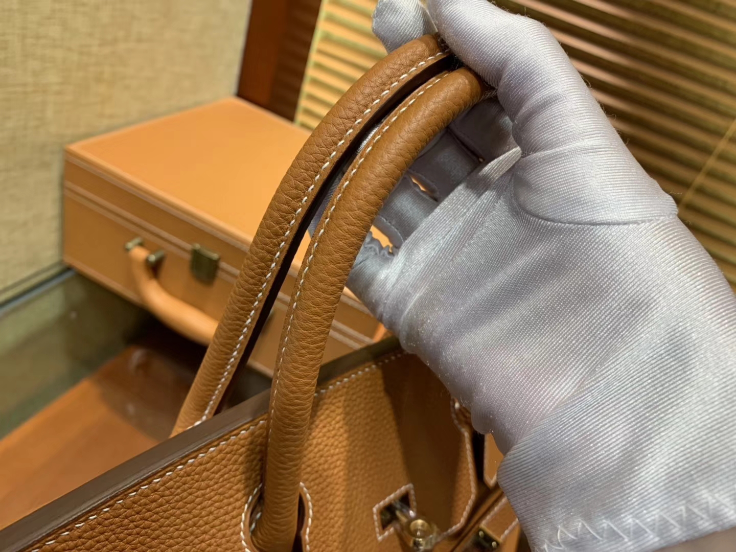 Hermès（爱马仕）Birkin 30cm ( 铂金包) Togo小牛皮 金棕 原版蜜蜡线 全手工缝制