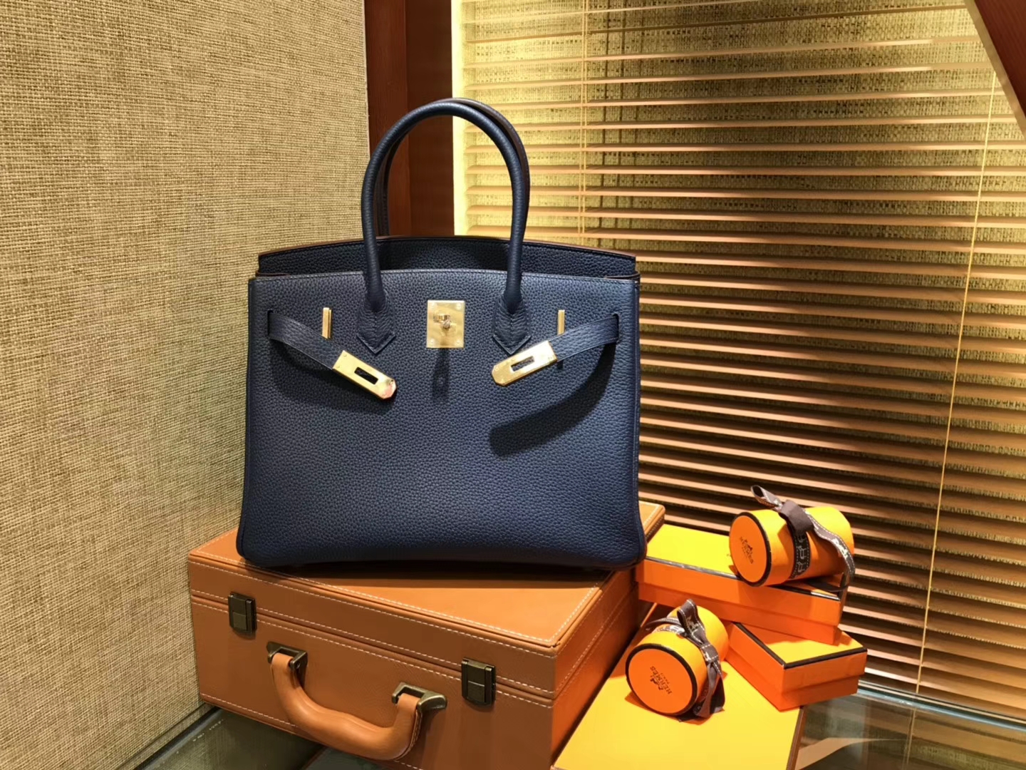 Hermès（爱马仕）Birkin 30cm ( 铂金包) Togo小牛皮 午夜蓝 原版蜜蜡线 全手工缝制