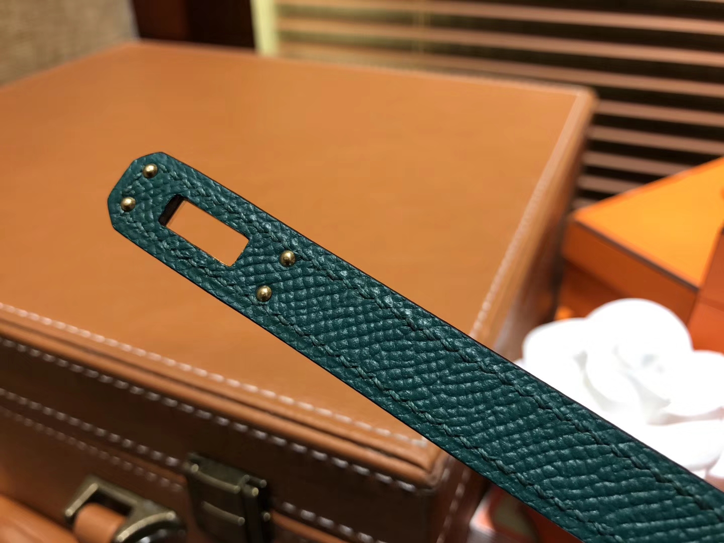 Hermès（爱马仕）Birkin 25cm ( 铂金包) 掌纹牛皮 孔雀绿 原版蜜蜡线 全手工缝制
