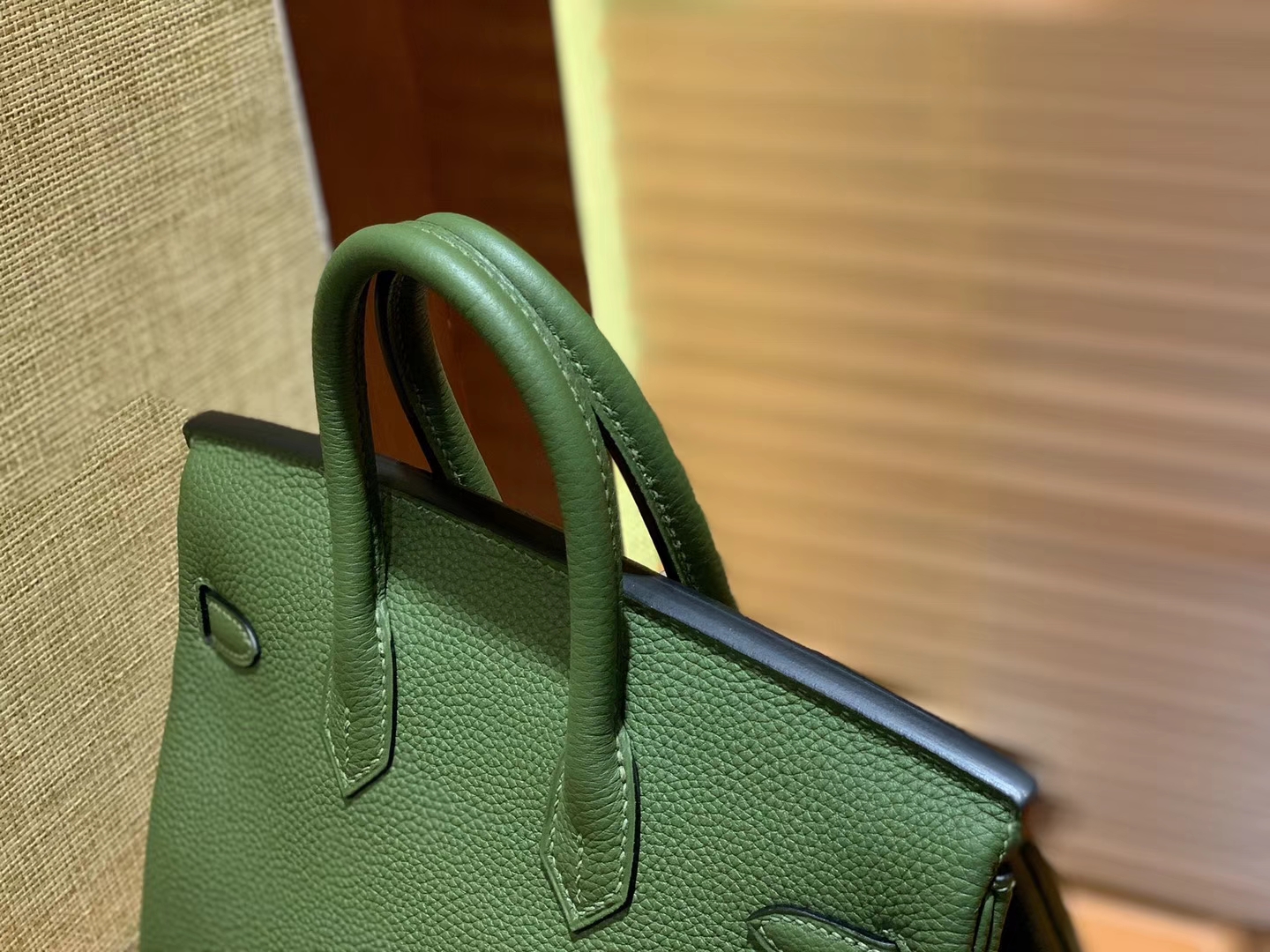 Hermès（爱马仕）Birkin 25cm ( 铂金包) Togo小牛皮 丛林绿 原版蜜蜡线 全手工缝制