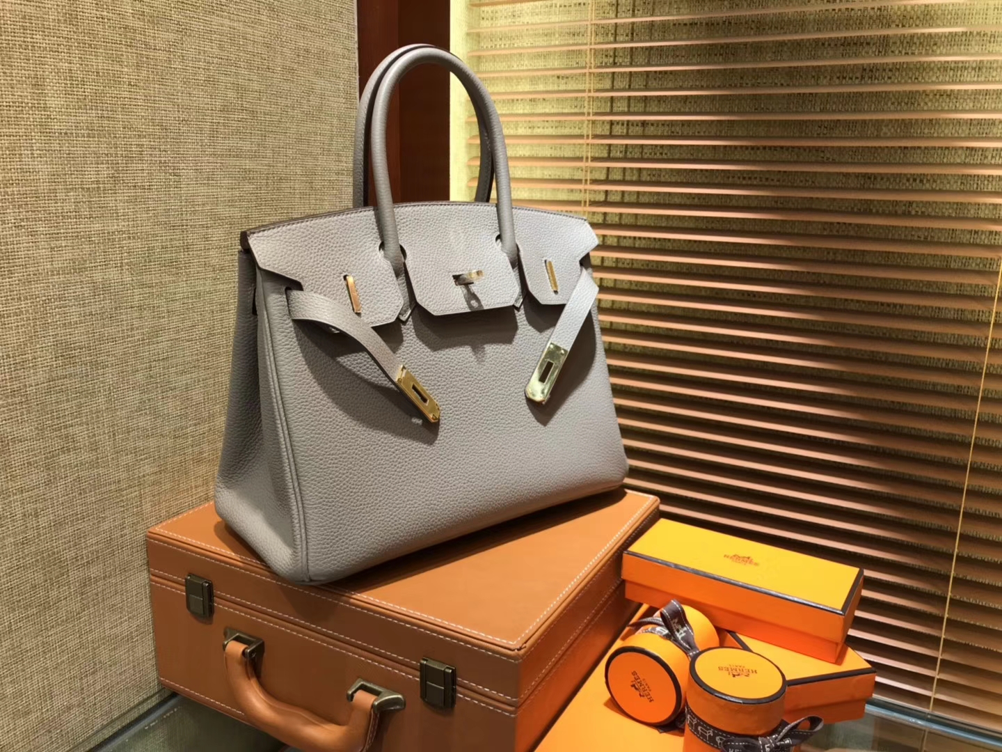 Hermès（爱马仕）Birkin 30cm ( 铂金包) Togo小牛皮 银河灰 原版蜜蜡线 全手工缝制