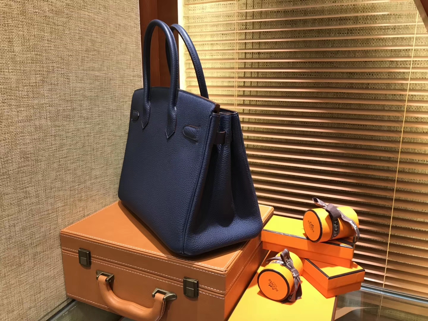 Hermès（爱马仕）Birkin 30cm ( 铂金包) Togo小牛皮 午夜蓝 原版蜜蜡线 全手工缝制
