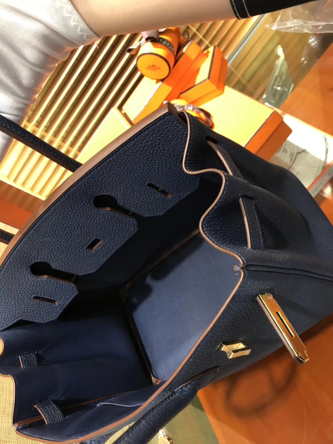 Hermès（爱马仕）Birkin 30cm ( 铂金包) Togo小牛皮 午夜蓝 原版蜜蜡线 全手工缝制