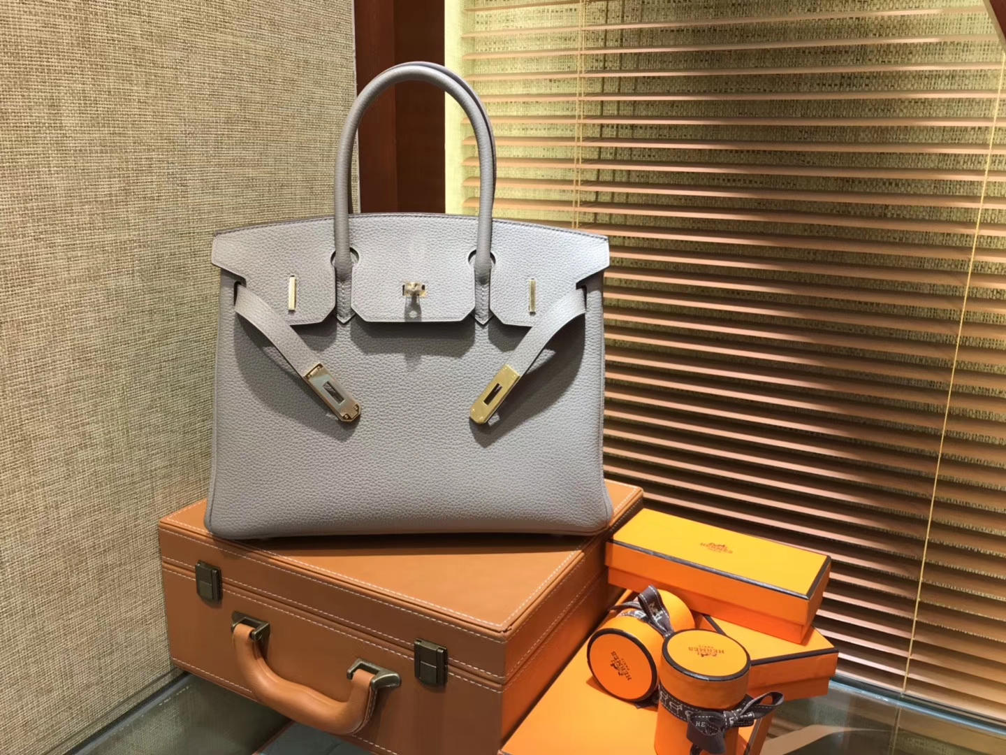 Hermès（爱马仕）Birkin 30cm ( 铂金包) Togo小牛皮 银河灰 原版蜜蜡线 全手工缝制