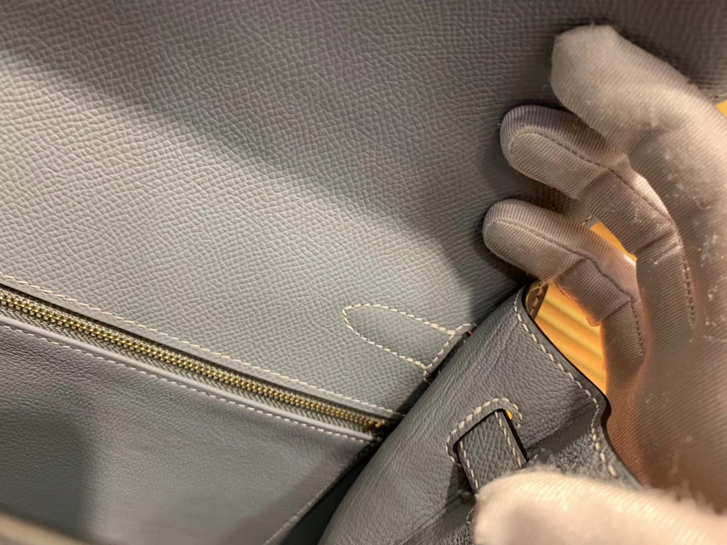 Hermès（爱马仕）Kelly 32(凯莉包) 亚麻蓝 德国进口 掌纹牛皮 原版蜜蜡线 全手工缝制