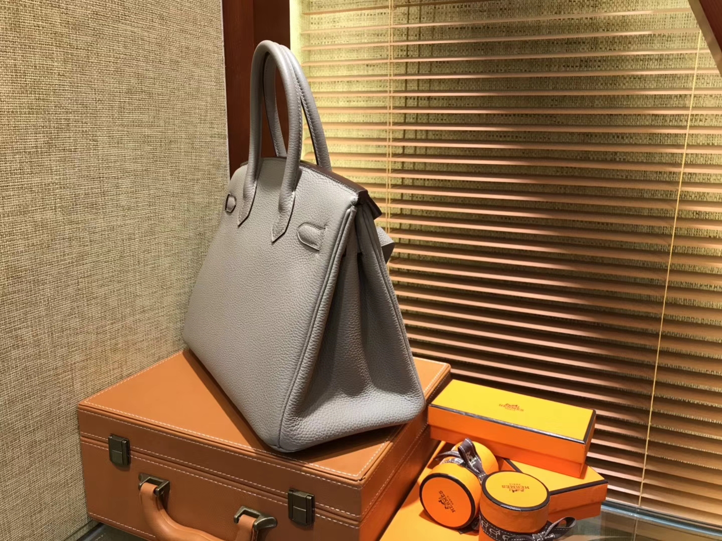 Hermès（爱马仕）Birkin 30cm ( 铂金包) Togo小牛皮 银河灰 原版蜜蜡线 全手工缝制