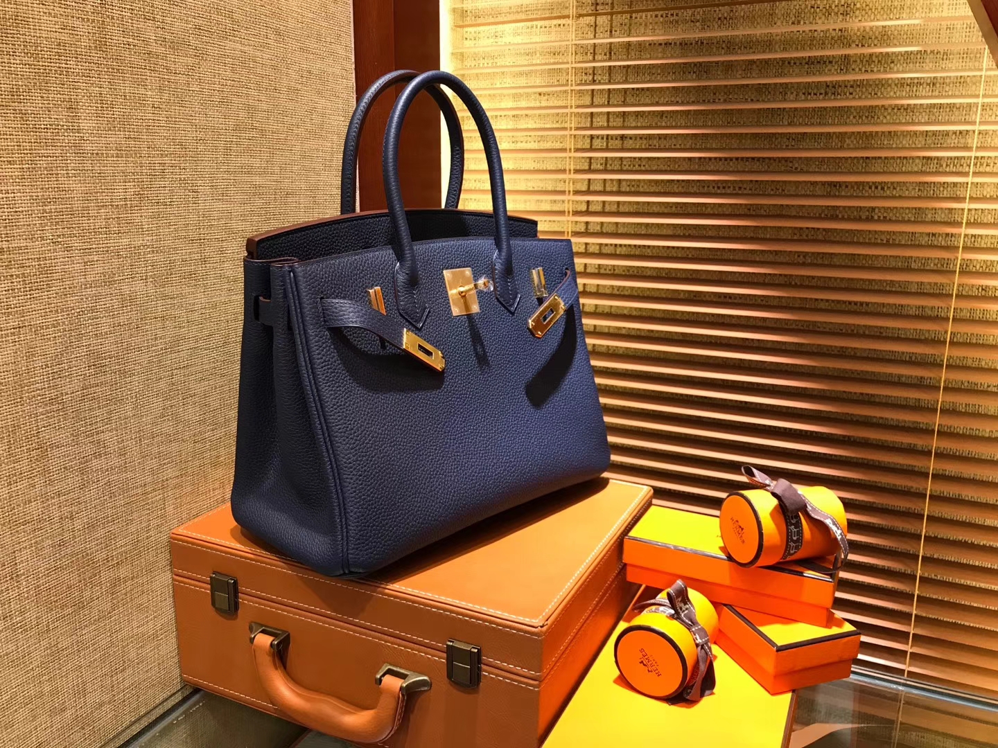 Hermès（爱马仕）Birkin 30cm ( 铂金包) Togo小牛皮 午夜蓝 原版蜜蜡线 全手工缝制