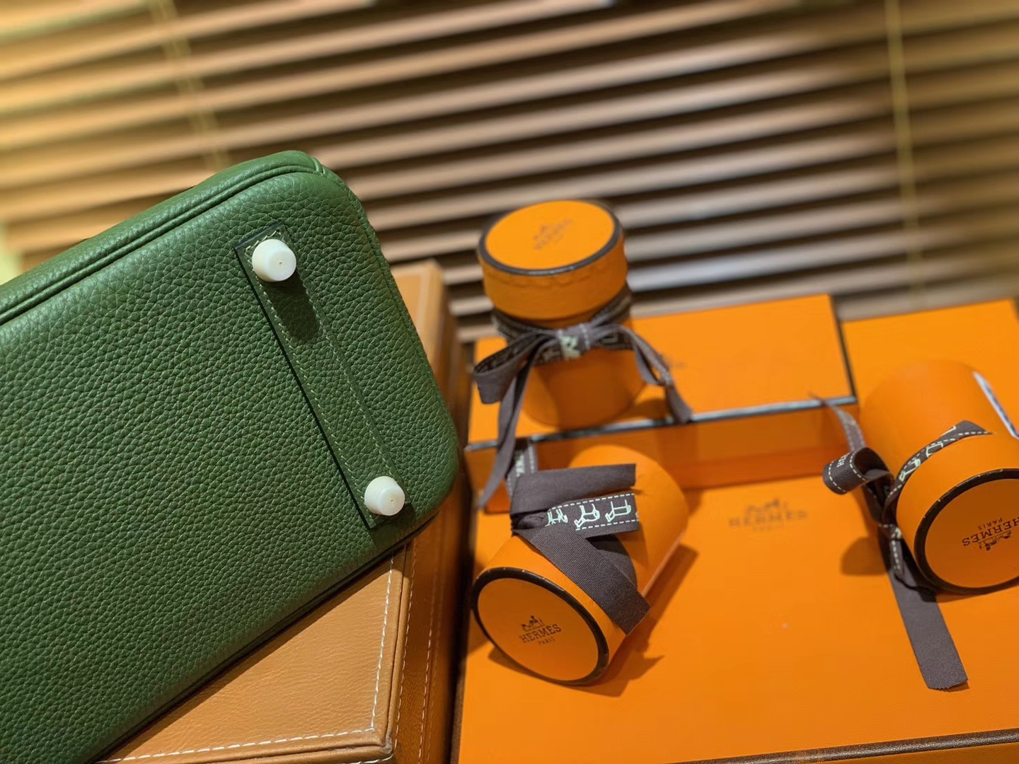 Hermès（爱马仕）Birkin 25cm ( 铂金包) Togo小牛皮 丛林绿 原版蜜蜡线 全手工缝制
