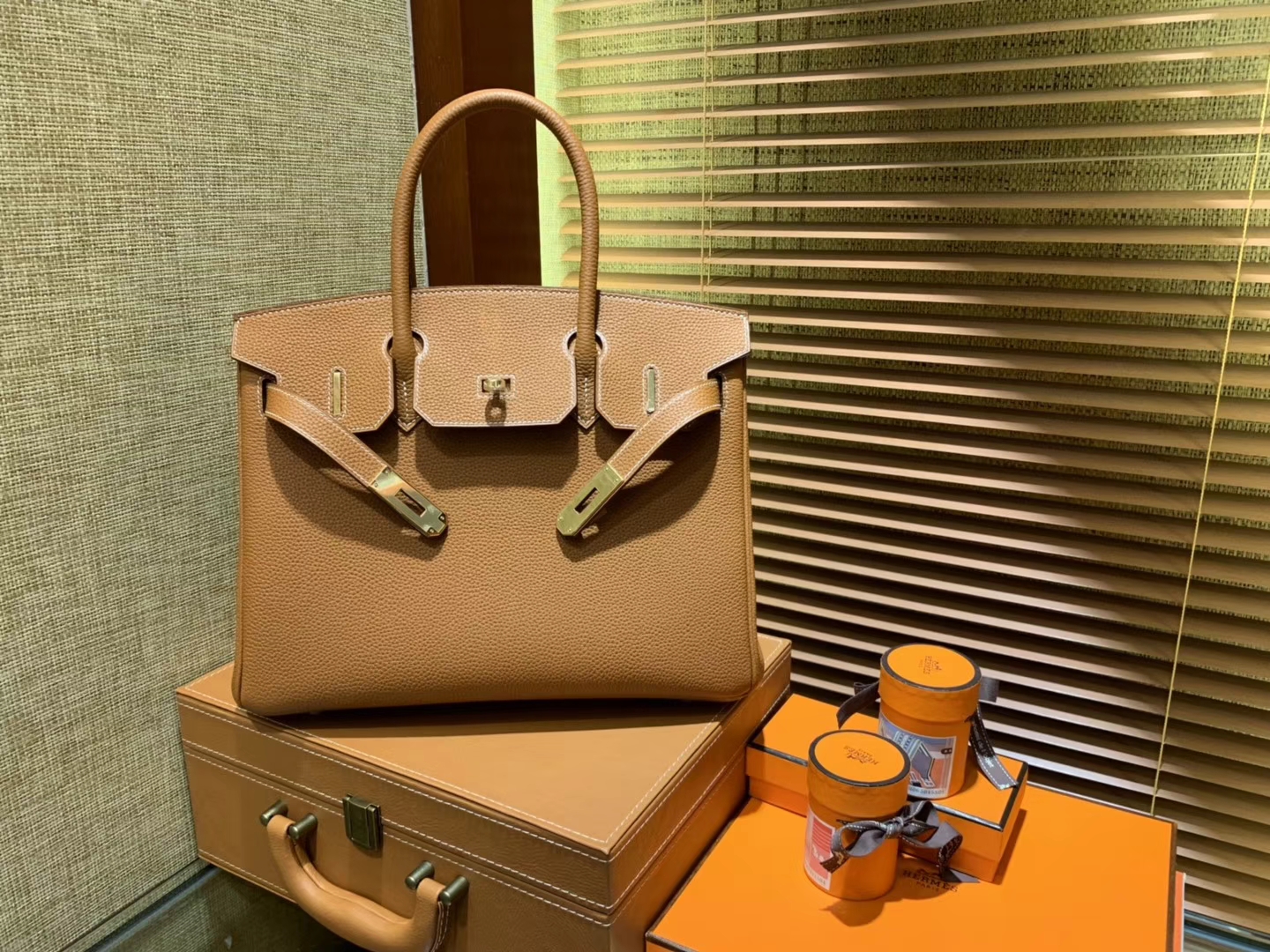 Hermès（爱马仕）Birkin 30cm ( 铂金包) Togo小牛皮 金棕 原版蜜蜡线 全手工缝制