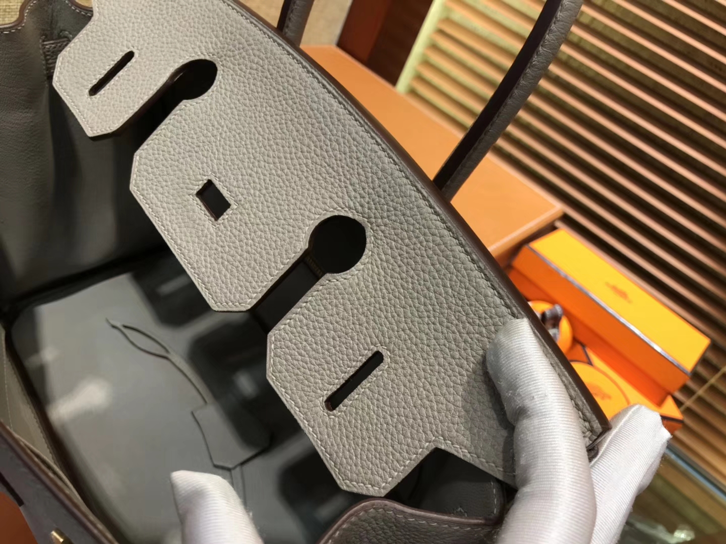 Hermès（爱马仕）Birkin 30cm ( 铂金包) Togo小牛皮 银河灰 原版蜜蜡线 全手工缝制