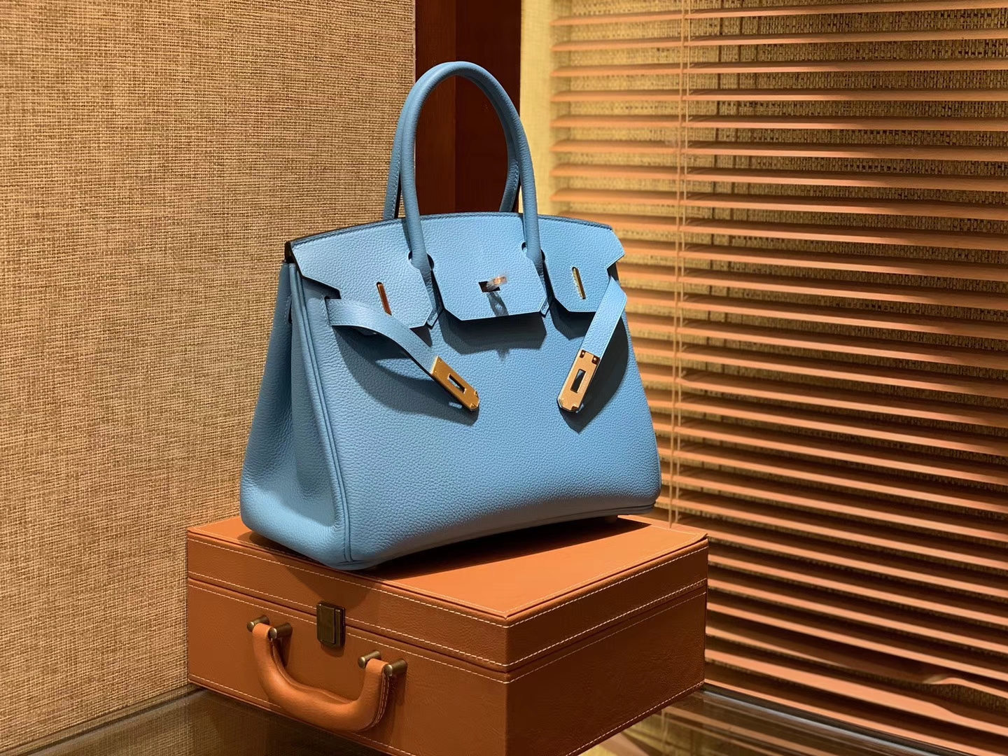 Hermès（爱马仕）Birkin铂金包 北方蓝 德国小牛皮 进口原料 顶级手工缝制 金扣 30cm
