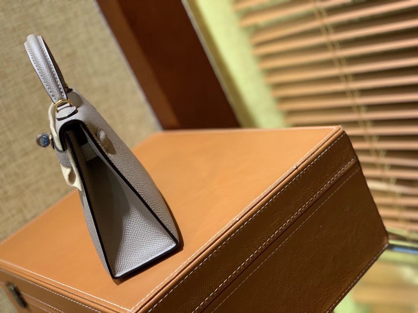 Hermès（爱马仕）MiniKelly 迷你凯莉 沥青灰 银河灰 德国掌纹牛皮 原版蜜蜡 全手工缝制 2代 19cm