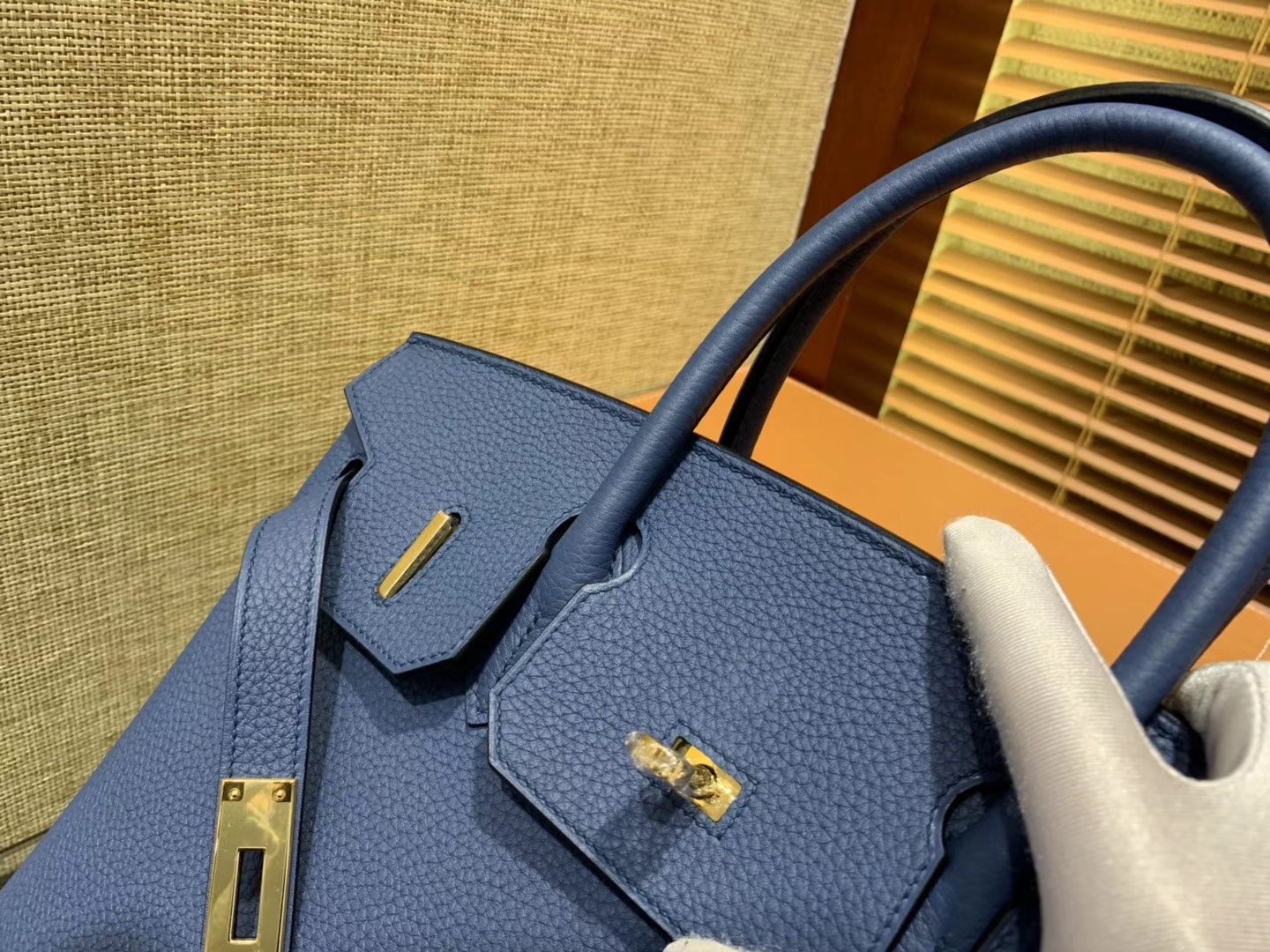 Hermès（爱马仕）Birkin铂金包 玛瑙蓝 德国进口小牛皮 顶级品质全手工缝制 金扣 30cm