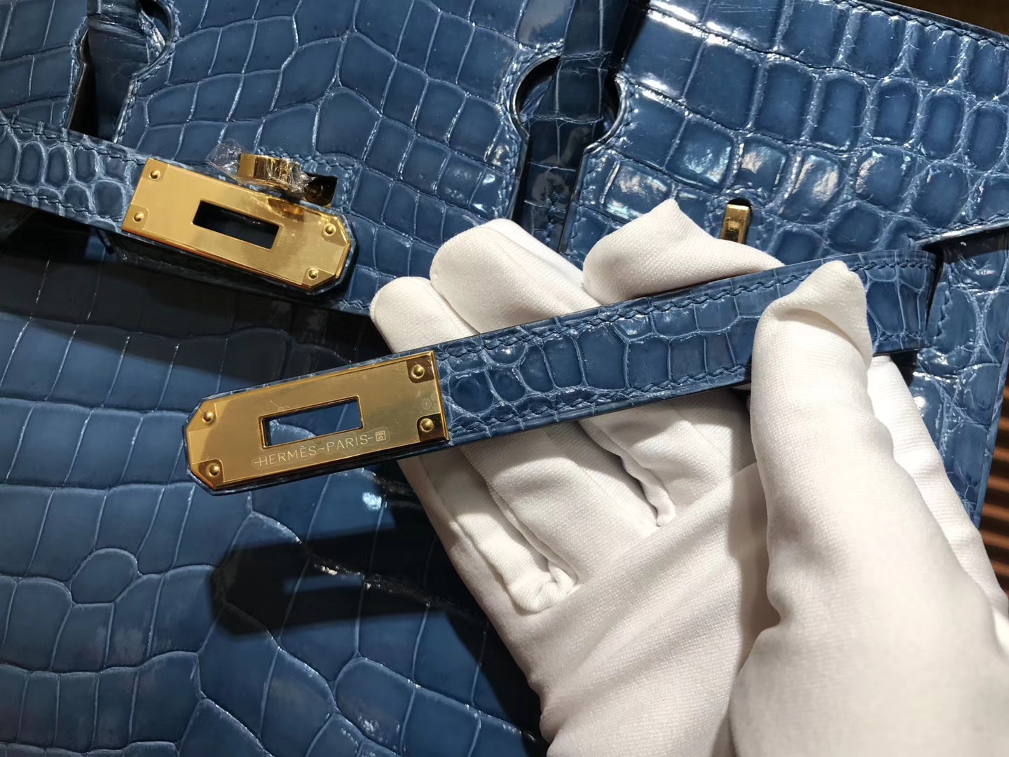 Hermès（爱马仕）Birkin铂金包 玛瑙蓝 一级皮 尼罗鳄鱼 进口原料 顶级手缝工艺 金扣 30cm