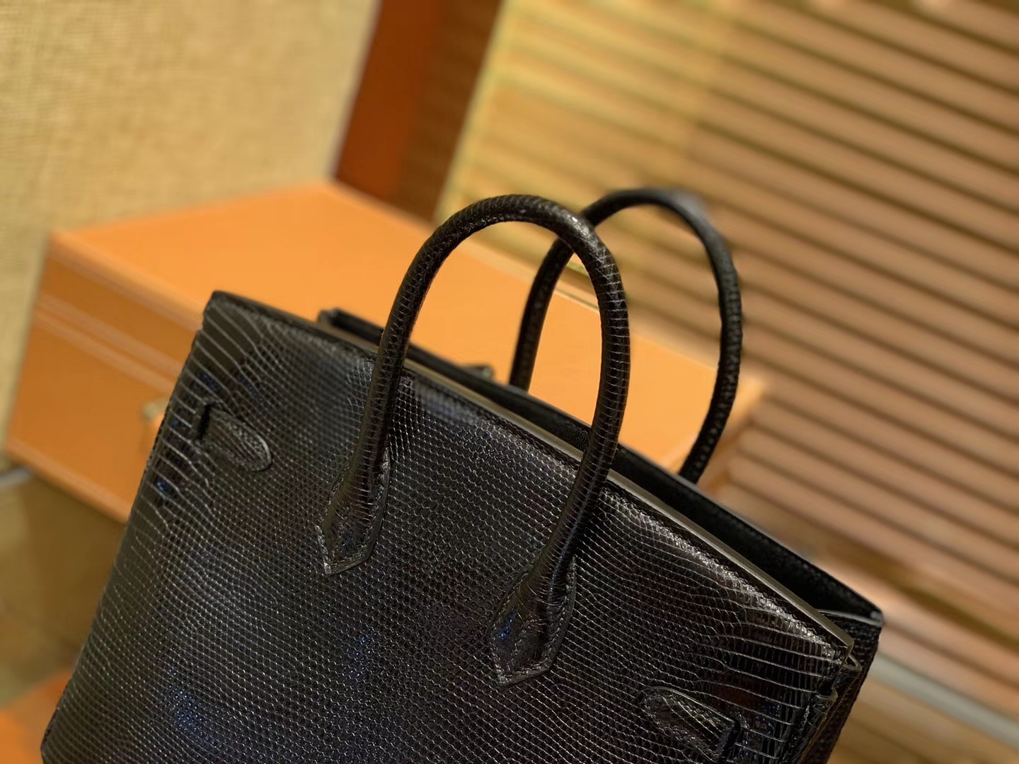 Hermès（爱马仕）Birkin 25cm 经典黑 野生蜥蜴巨蜥 奢侈尖端 金扣