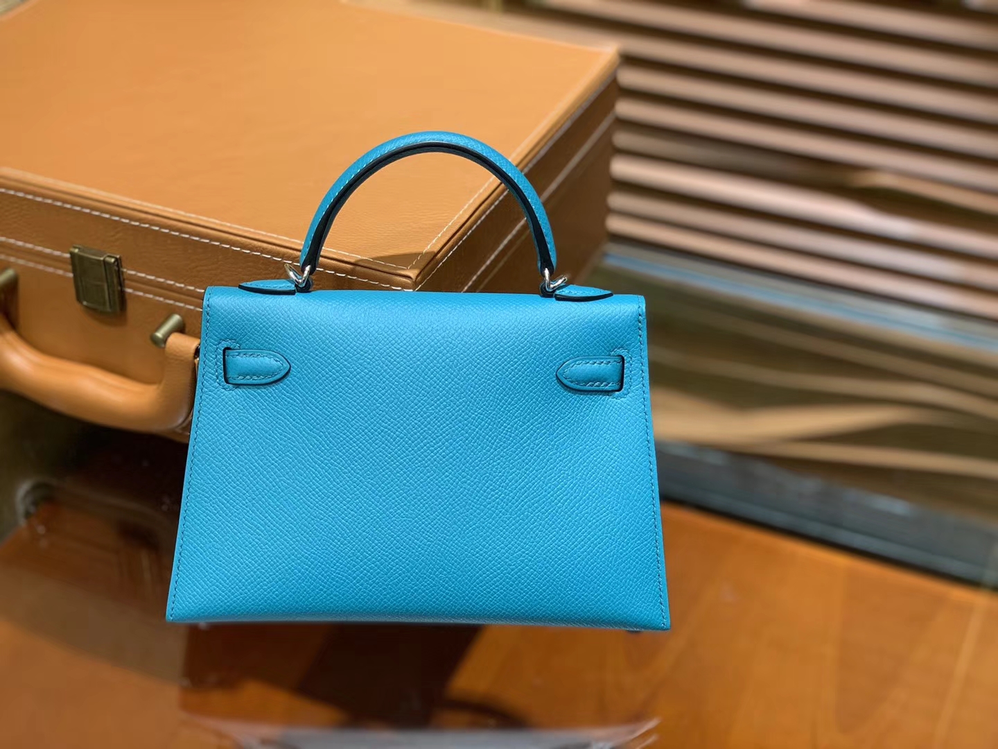 Hermès（爱马仕）MiniKelly 迷你凯莉 孔雀蓝 德国掌纹牛皮 原版蜜蜡 全手工缝制 2代 19cm