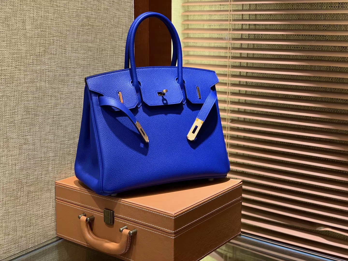 Hermès（爱马仕）Birkin铂金包 琉璃蓝 德国进口小牛皮 顶级品质全手工缝制 金扣 30cm