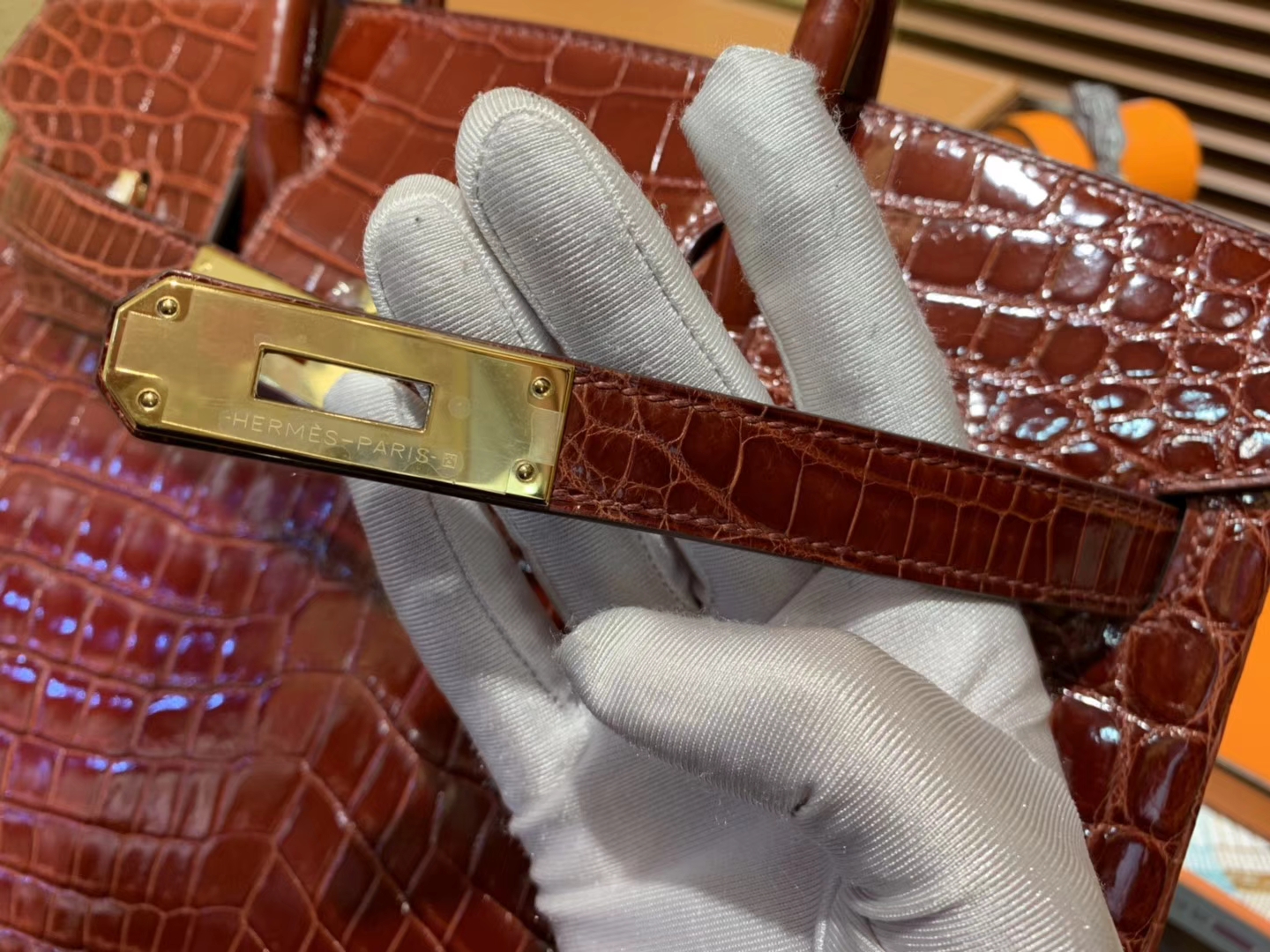 Hermès（爱马仕）Birkin铂金包 板栗棕 一级皮 尼罗鳄鱼 进口原料 顶级手缝工艺 30cm