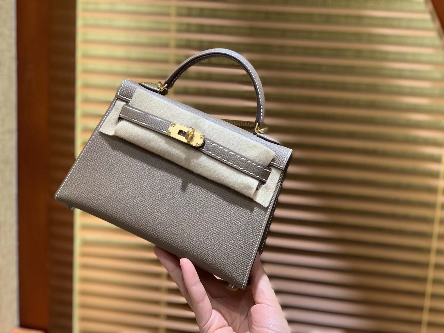 Hermès（爱马仕）MiniKelly 迷你凯莉 大象灰 德国掌纹牛皮 原版蜜蜡 全手工缝制 2代 19cm