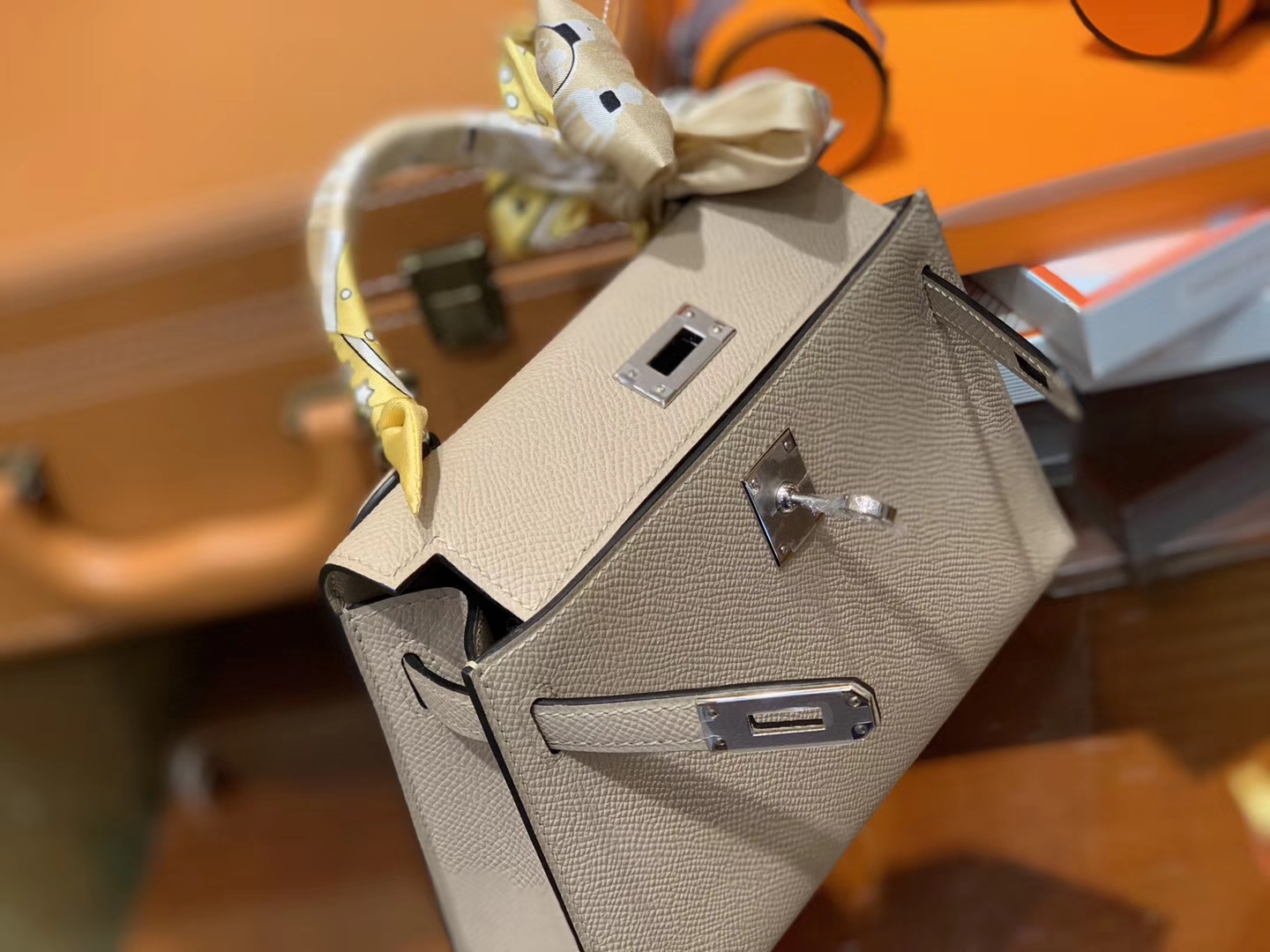 Hermès（爱马仕）MiniKelly 迷你凯莉 风衣灰 德国掌纹牛皮 原版蜜蜡 全手工缝制 2代 19cm
