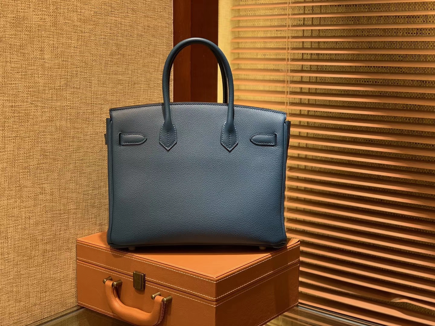 Hermès（爱马仕）Birkin铂金包 靛蓝色 德国进口小牛皮 顶级品质全手工缝制 金扣 30cm