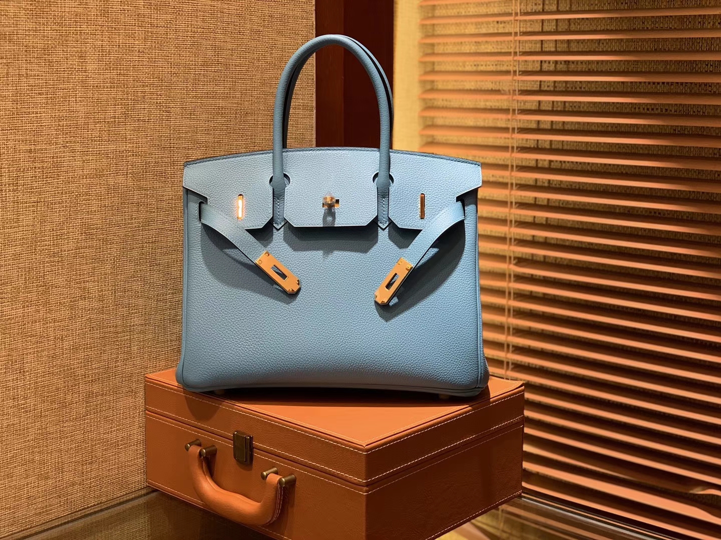 Hermès（爱马仕）Birkin铂金包 北方蓝 德国小牛皮 进口原料 顶级手工缝制 金扣 30cm