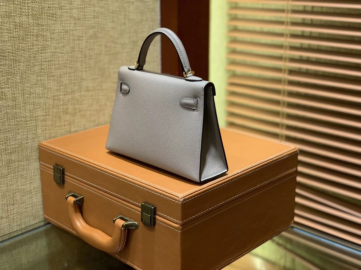Hermès（爱马仕）MiniKelly 迷你凯莉 沥青灰 银河灰 德国掌纹牛皮 原版蜜蜡 全手工缝制 2代 19cm