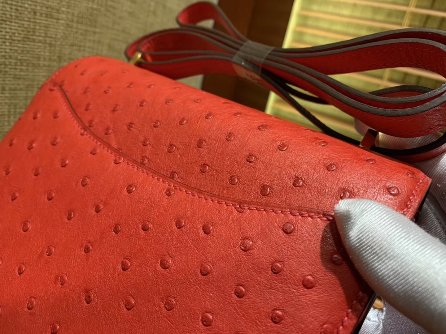 Hermès（爱马仕）Constance 23cm 红色 南非进口鸵鸟 KK级别 顶级全手工 金扣