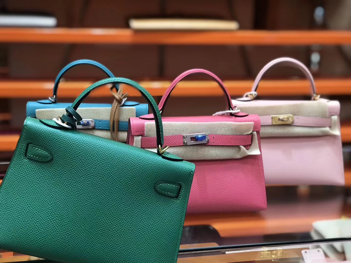 Hermès（爱马仕）Birkin铂金包 mini kelly 孔雀绿 进口掌纹小牛皮 金扣 顶级手工缝制 19cm