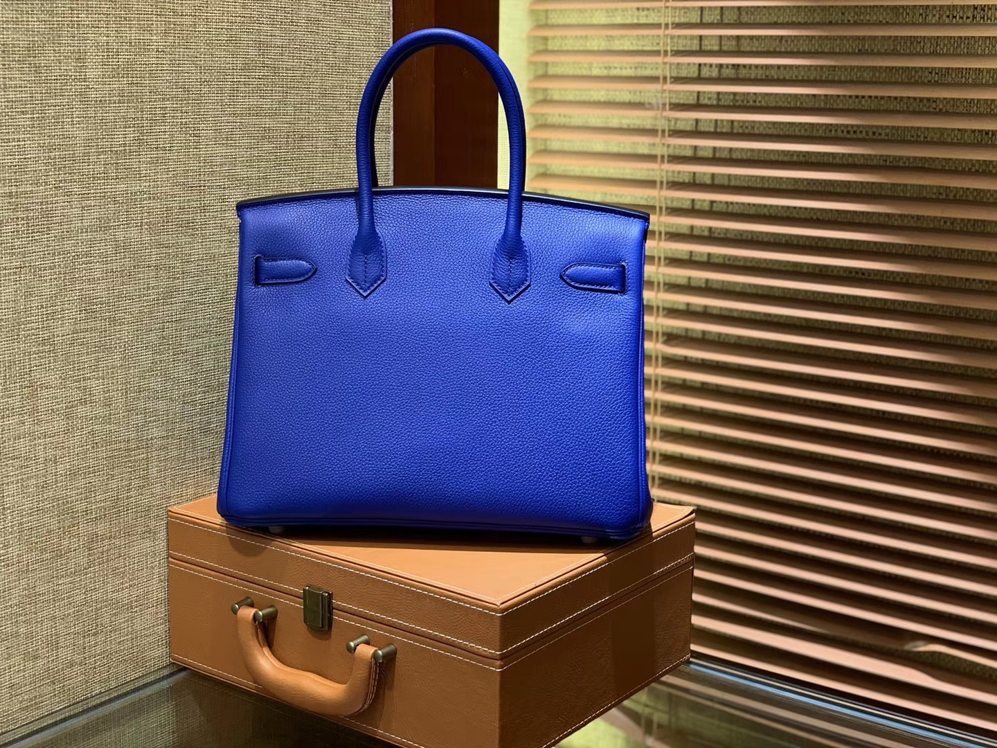Hermès（爱马仕）Birkin铂金包 琉璃蓝 德国进口小牛皮 顶级品质全手工缝制 金扣 30cm