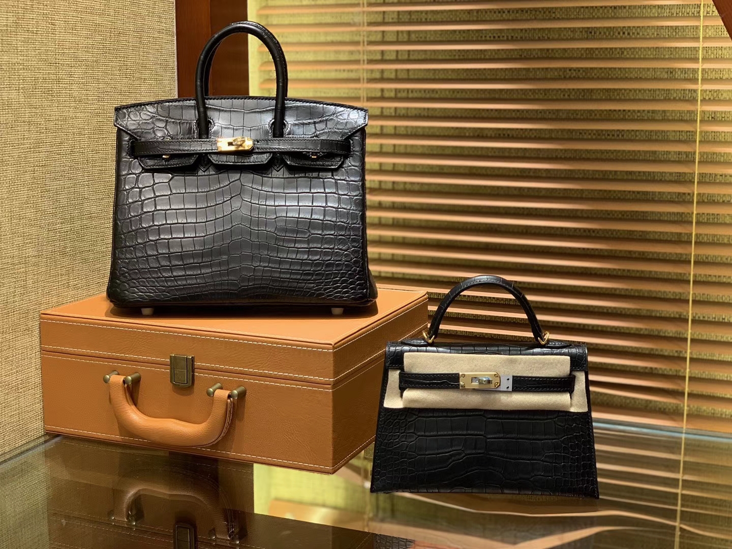 Hermès（爱马仕）Birkin 25cm 2代19cm 黑色 雾面哑光 鳄鱼皮 顶级手工缝制