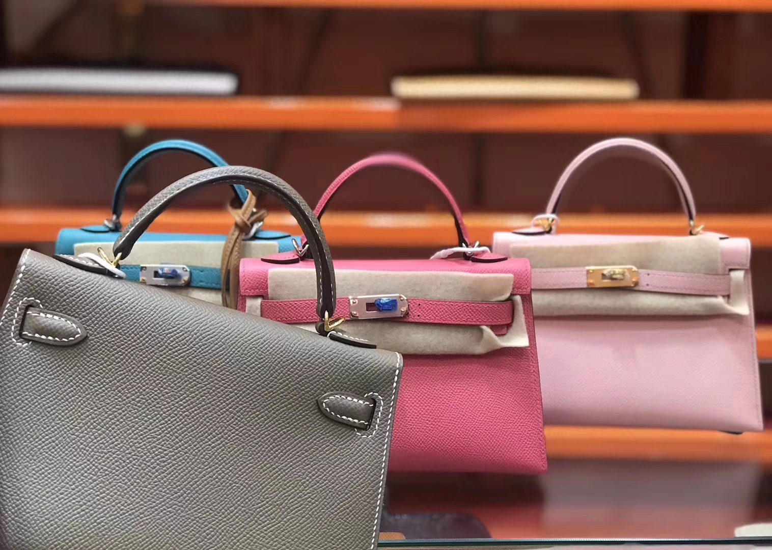 Hermès（爱马仕）Birkin铂金包 mini kelly 大象灰 进口掌纹小牛皮 金扣 顶级手工缝制 19cm