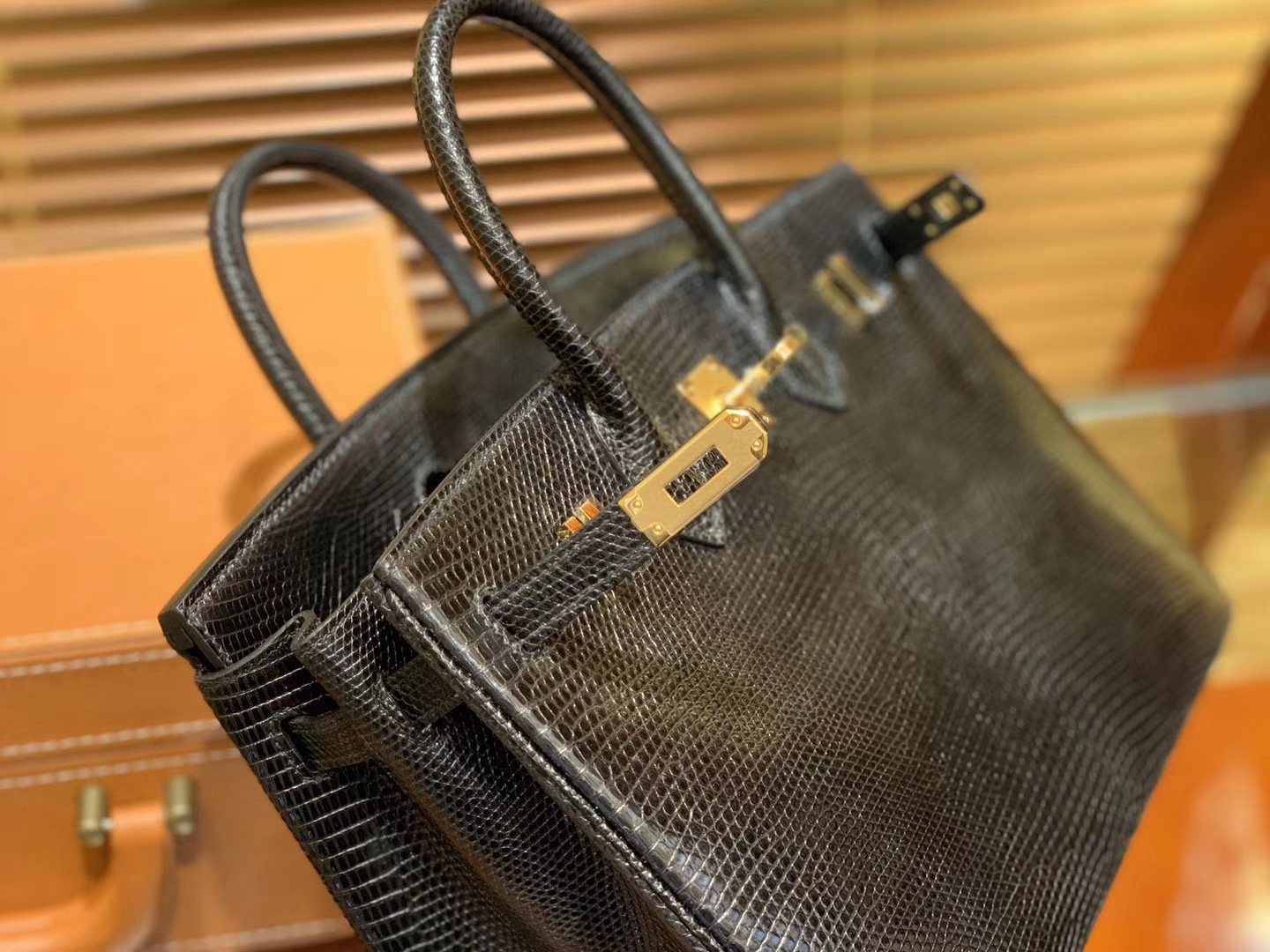 Hermès（爱马仕）Birkin 25cm 经典黑 野生蜥蜴巨蜥 奢侈尖端 金扣