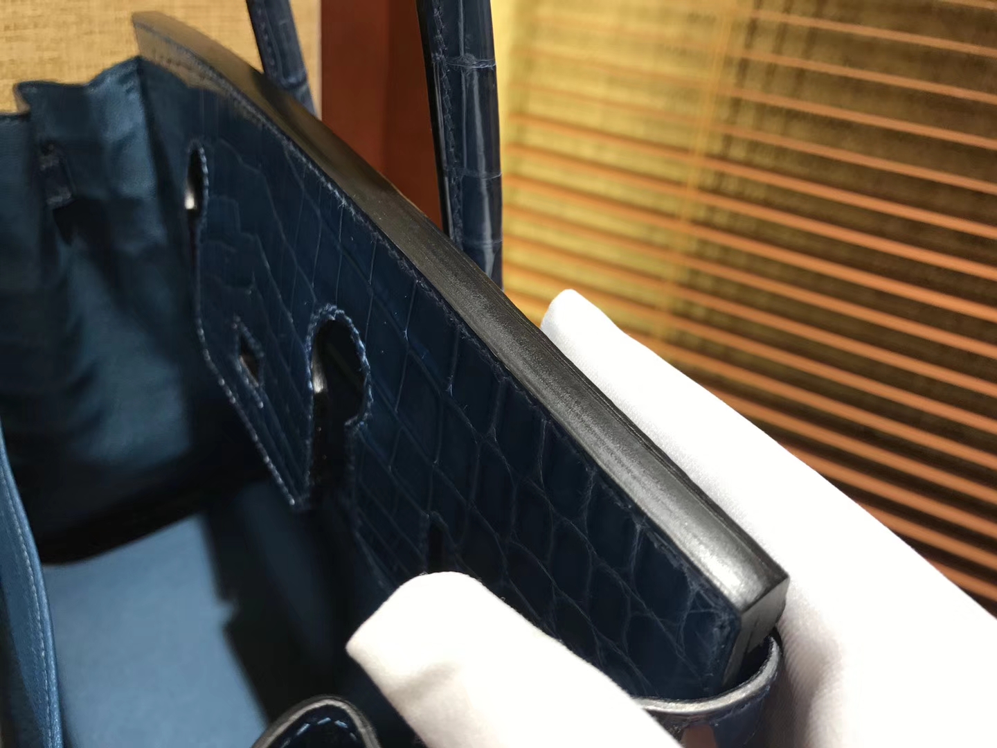 Hermès（爱马仕）Birkin铂金包 玛瑙蓝 一级皮 尼罗鳄鱼 进口原料 顶级手缝工艺 金扣 30cm