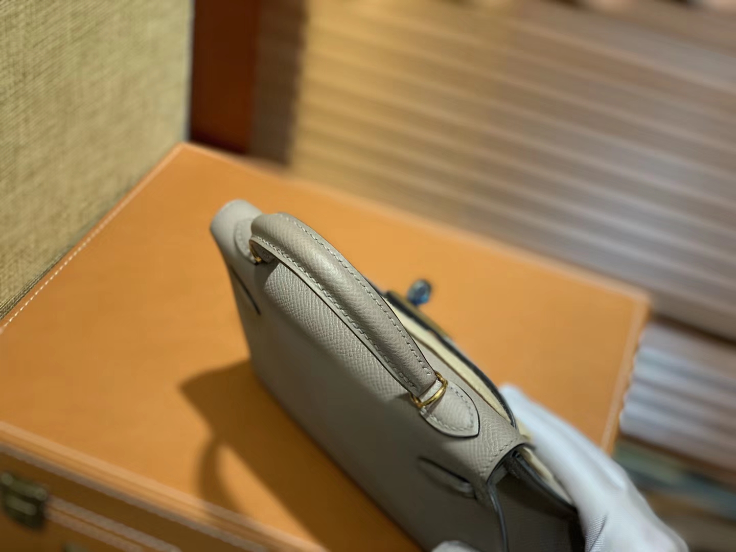 Hermès（爱马仕）MiniKelly 迷你凯莉 沥青灰 银河灰 德国掌纹牛皮 原版蜜蜡 全手工缝制 2代 19cm