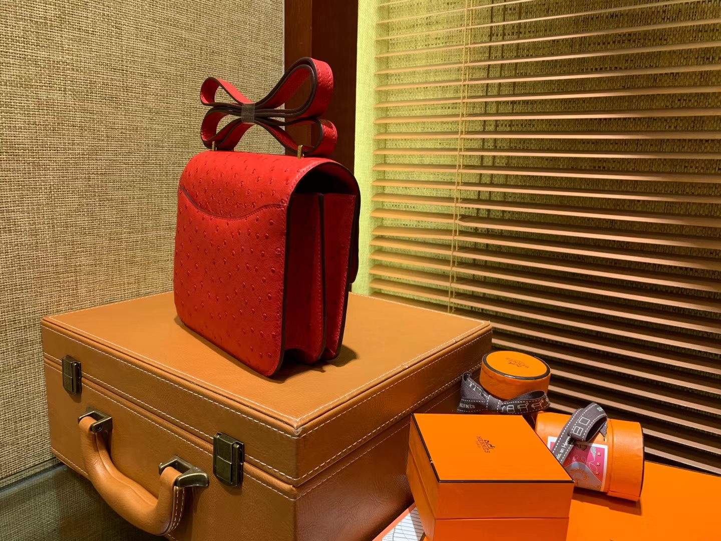 Hermès（爱马仕）Constance 23cm 红色 南非进口鸵鸟 KK级别 顶级全手工 金扣