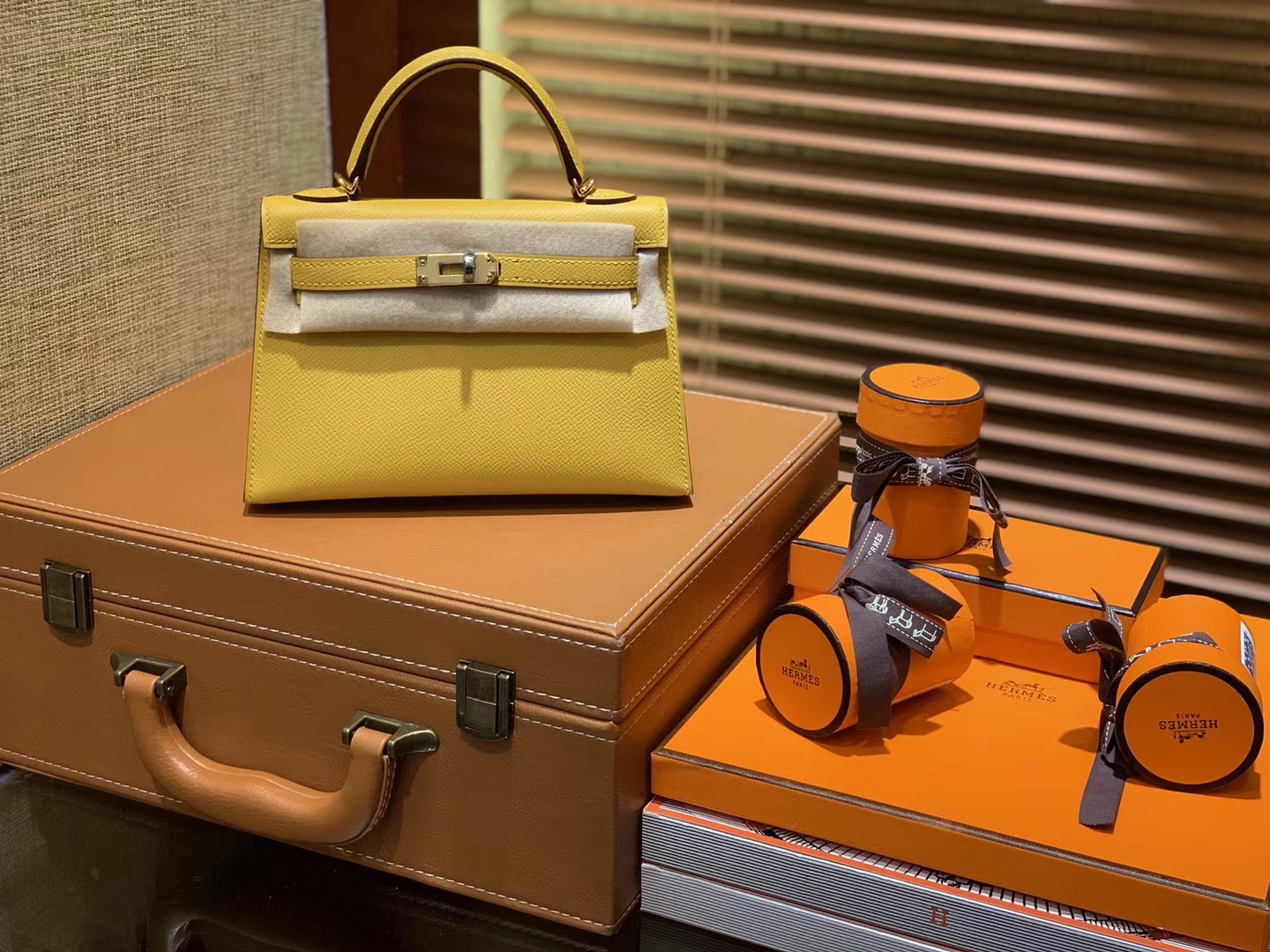 Hermès（爱马仕）MiniKelly 迷你凯莉 琥珀黄 德国掌纹牛皮 原版蜜蜡 全手工缝制 2代 19cm