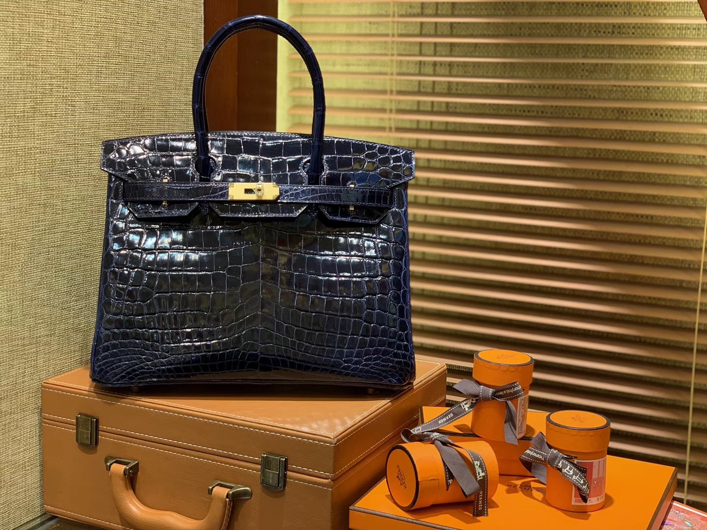 Hermès（爱马仕）Birkin铂金包 午夜蓝 一级皮 尼罗鳄鱼 进口原料 顶级手缝工艺 30cm