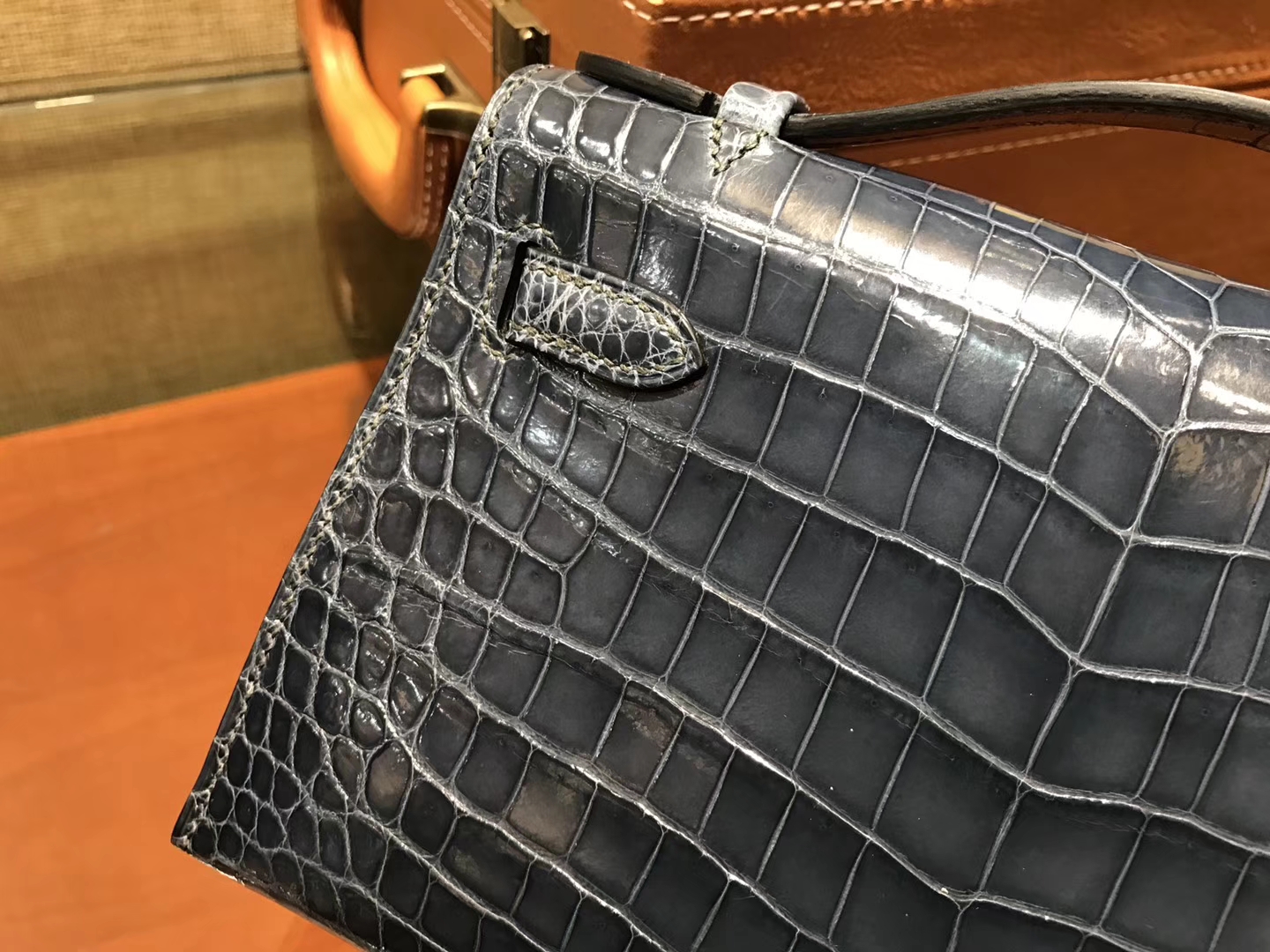 Hermès（爱马仕）MiniKelly 迷你凯莉 蓝色 进口鳄鱼皮 顶级手缝工艺 金扣 22cm