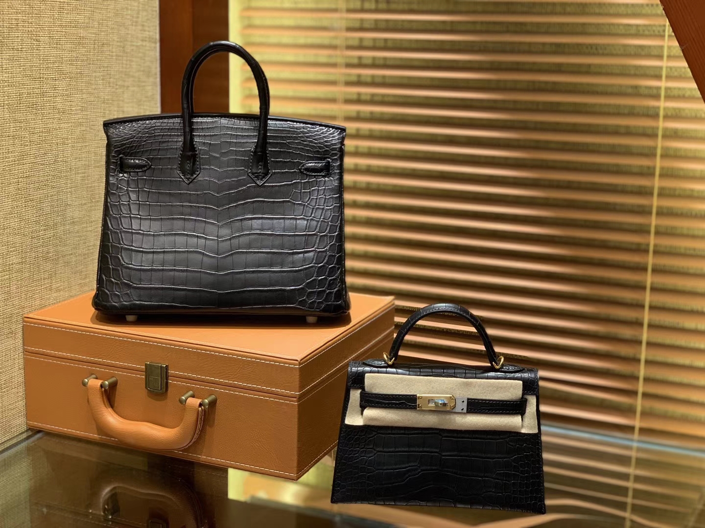 Hermès（爱马仕）Birkin 25cm 2代19cm 黑色 雾面哑光 鳄鱼皮 顶级手工缝制