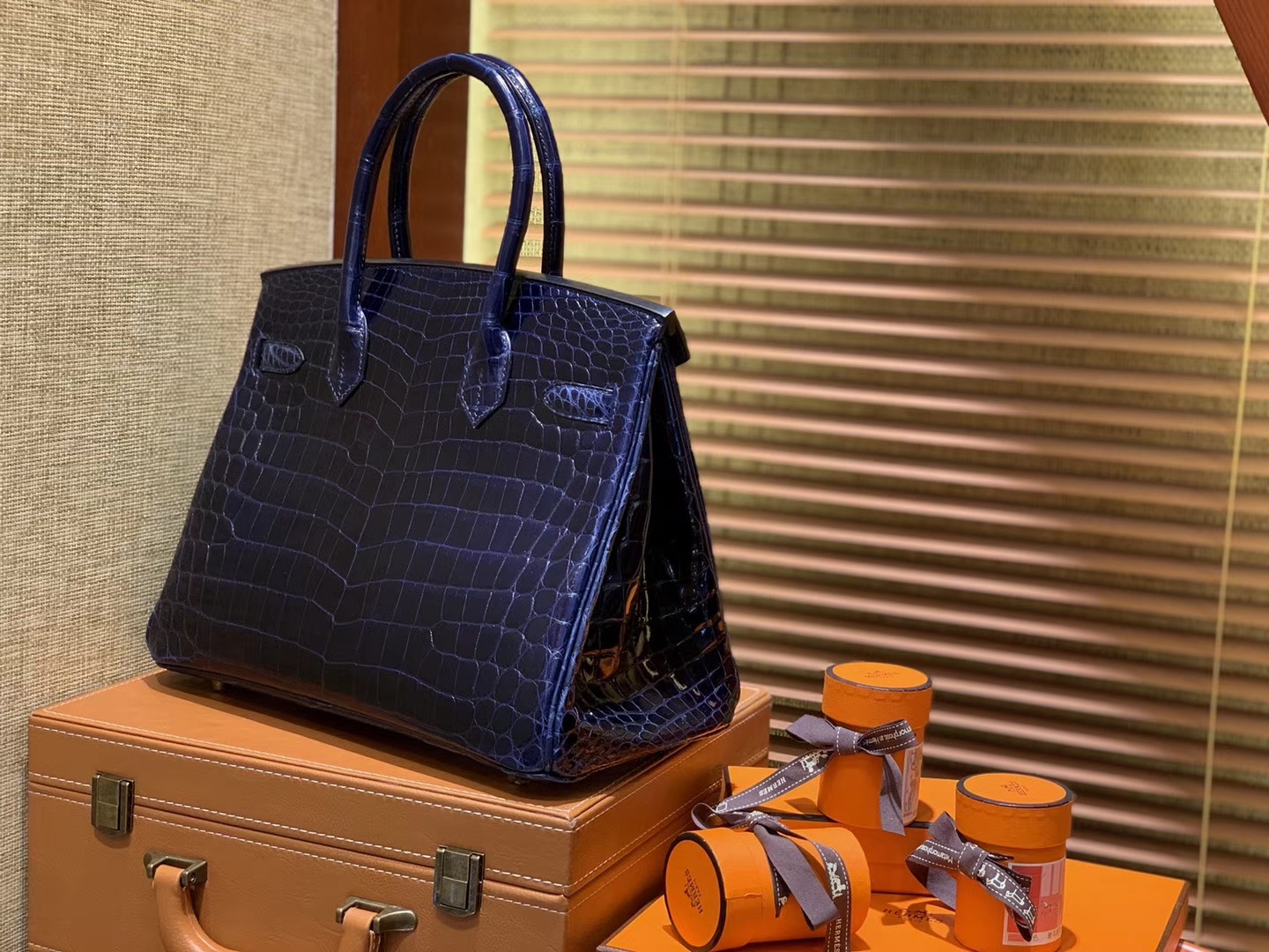 Hermès（爱马仕）Birkin铂金包 午夜蓝 一级皮 尼罗鳄鱼 进口原料 顶级手缝工艺 30cm