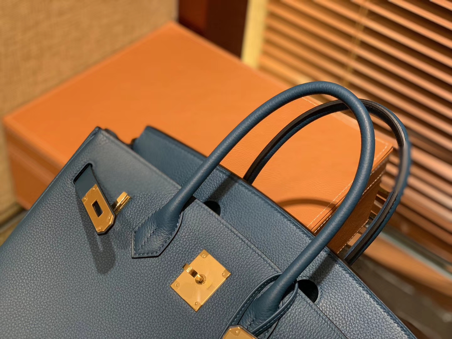 Hermès（爱马仕）Birkin铂金包 靛蓝色 德国进口小牛皮 顶级品质全手工缝制 金扣 30cm