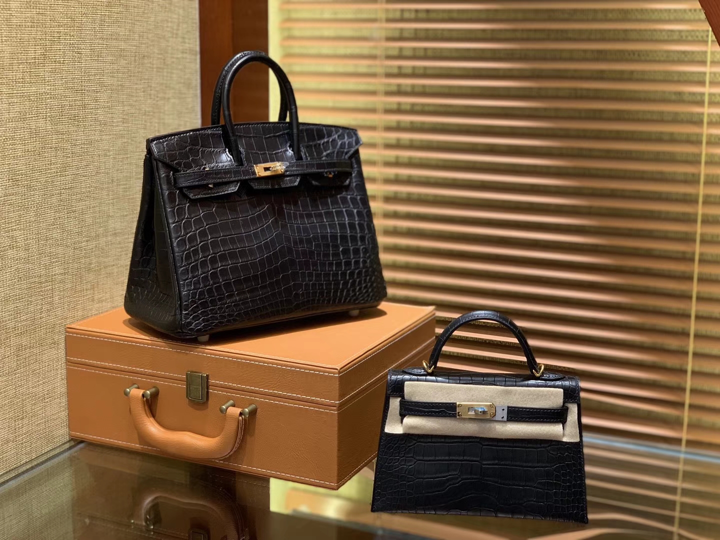 Hermès（爱马仕）Birkin 25cm 2代19cm 黑色 雾面哑光 鳄鱼皮 顶级手工缝制