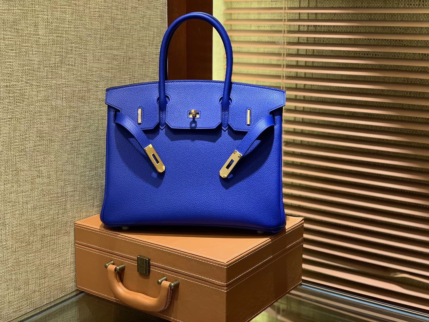 Hermès（爱马仕）Birkin铂金包 琉璃蓝 德国进口小牛皮 顶级品质全手工缝制 金扣 30cm