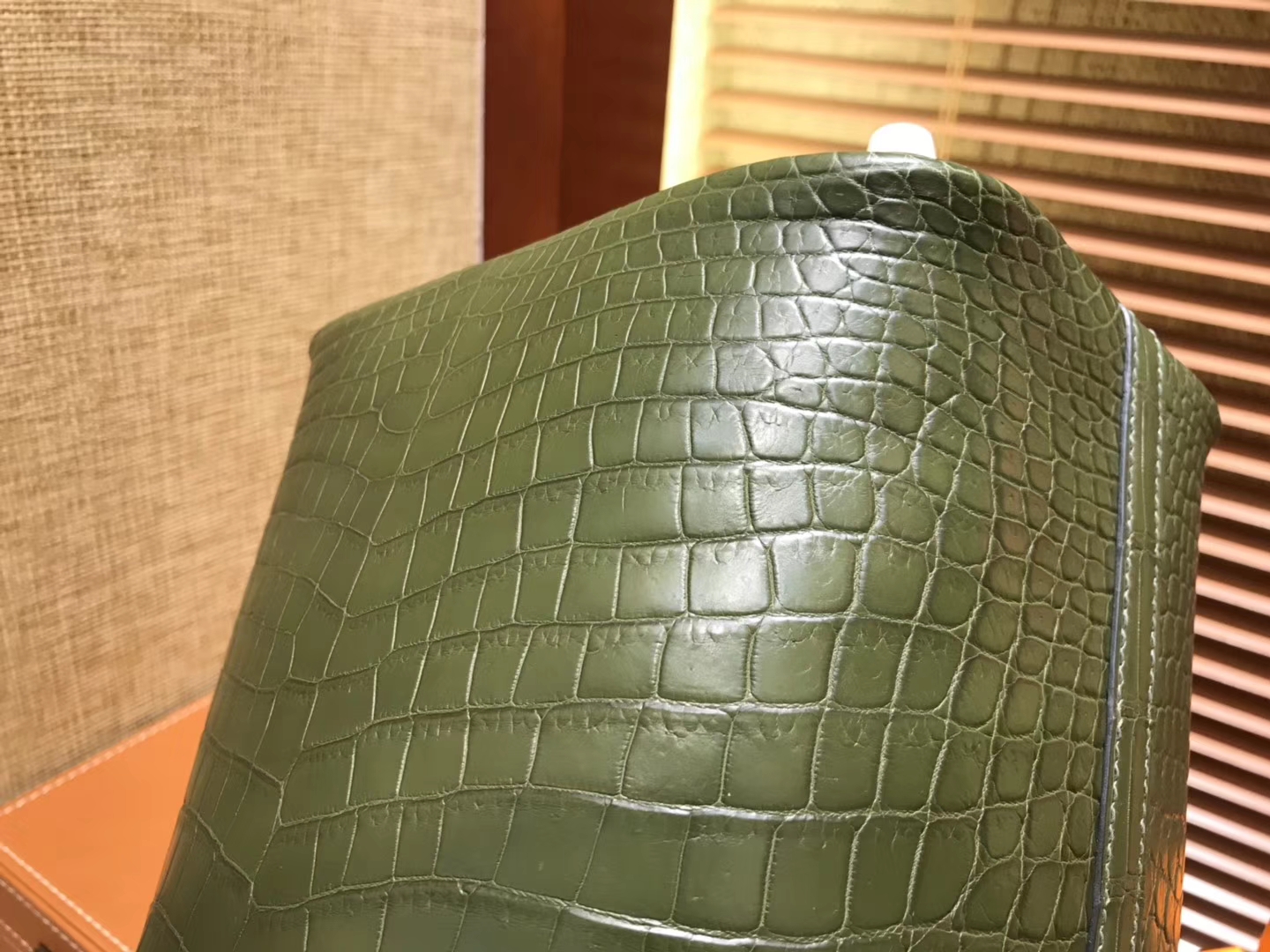 Hermès（爱马仕）Picotin 菜篮子 鳄鱼皮 橄榄绿 全手工缝制 18cm