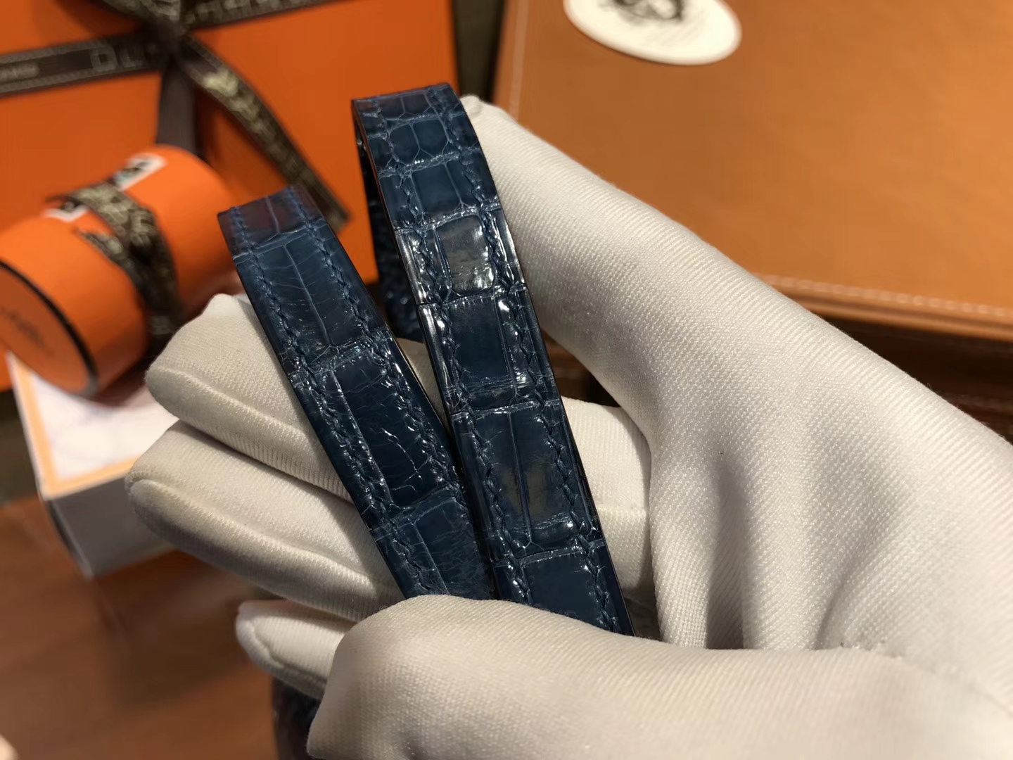 Hermès（爱马仕）Constance空姐包 风暴蓝 一级 尼罗 鳄鱼皮 臻品级别 金扣 18cm