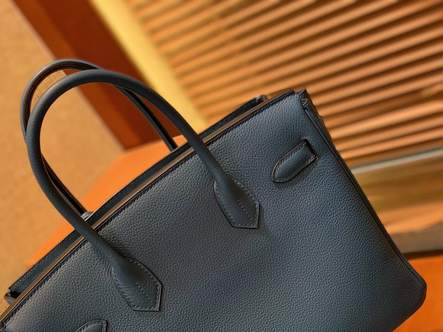 Hermès（爱马仕）Birkin铂金包 靛蓝色 德国进口小牛皮 顶级品质全手工缝制 金扣 30cm