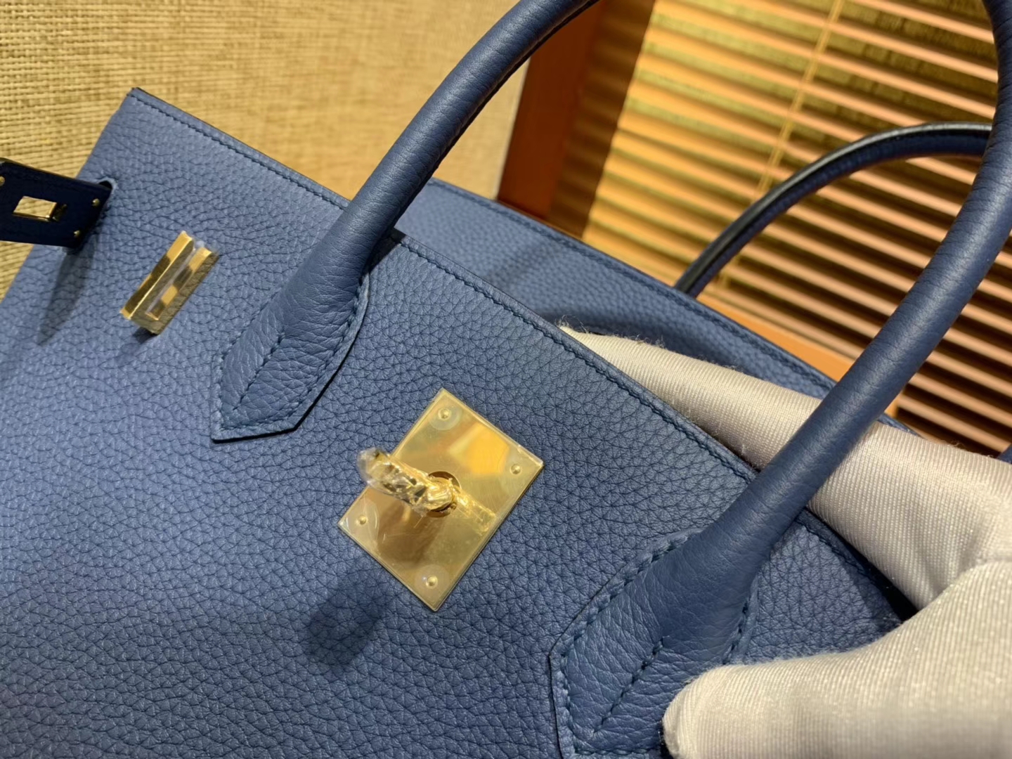 Hermès（爱马仕）Birkin铂金包 玛瑙蓝 德国进口小牛皮 顶级品质全手工缝制 金扣 30cm