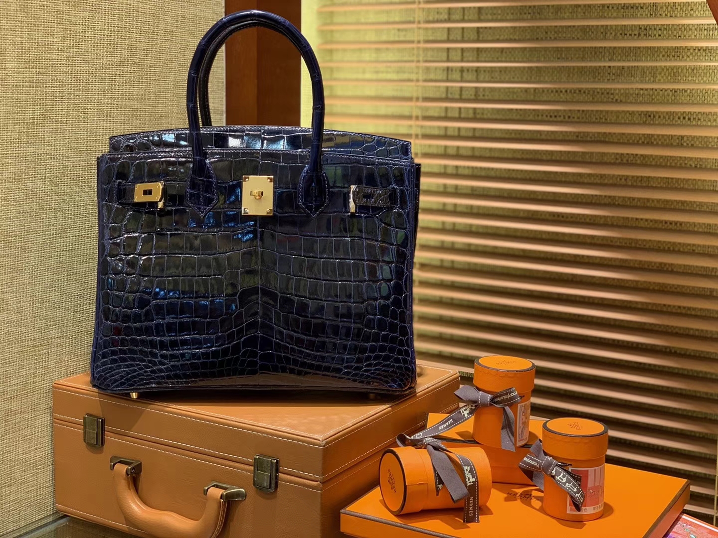 Hermès（爱马仕）Birkin铂金包 午夜蓝 一级皮 尼罗鳄鱼 进口原料 顶级手缝工艺 30cm