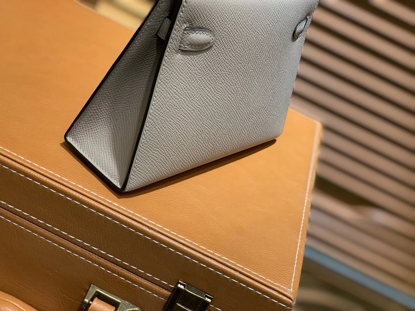 Hermès（爱马仕）MiniKelly 迷你凯莉 沥青灰 银河灰 德国掌纹牛皮 原版蜜蜡 全手工缝制 2代 19cm